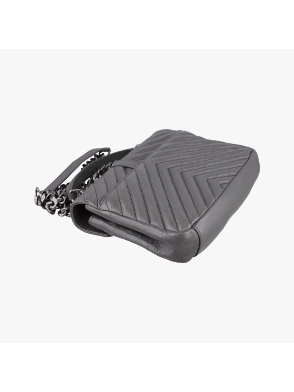 Saint Laurent Carre Gray Leather Shoulder Bag